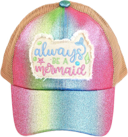 Kids 2-5 Ponytail Messy Buns Ponycaps Baseball Visor Cap Hat